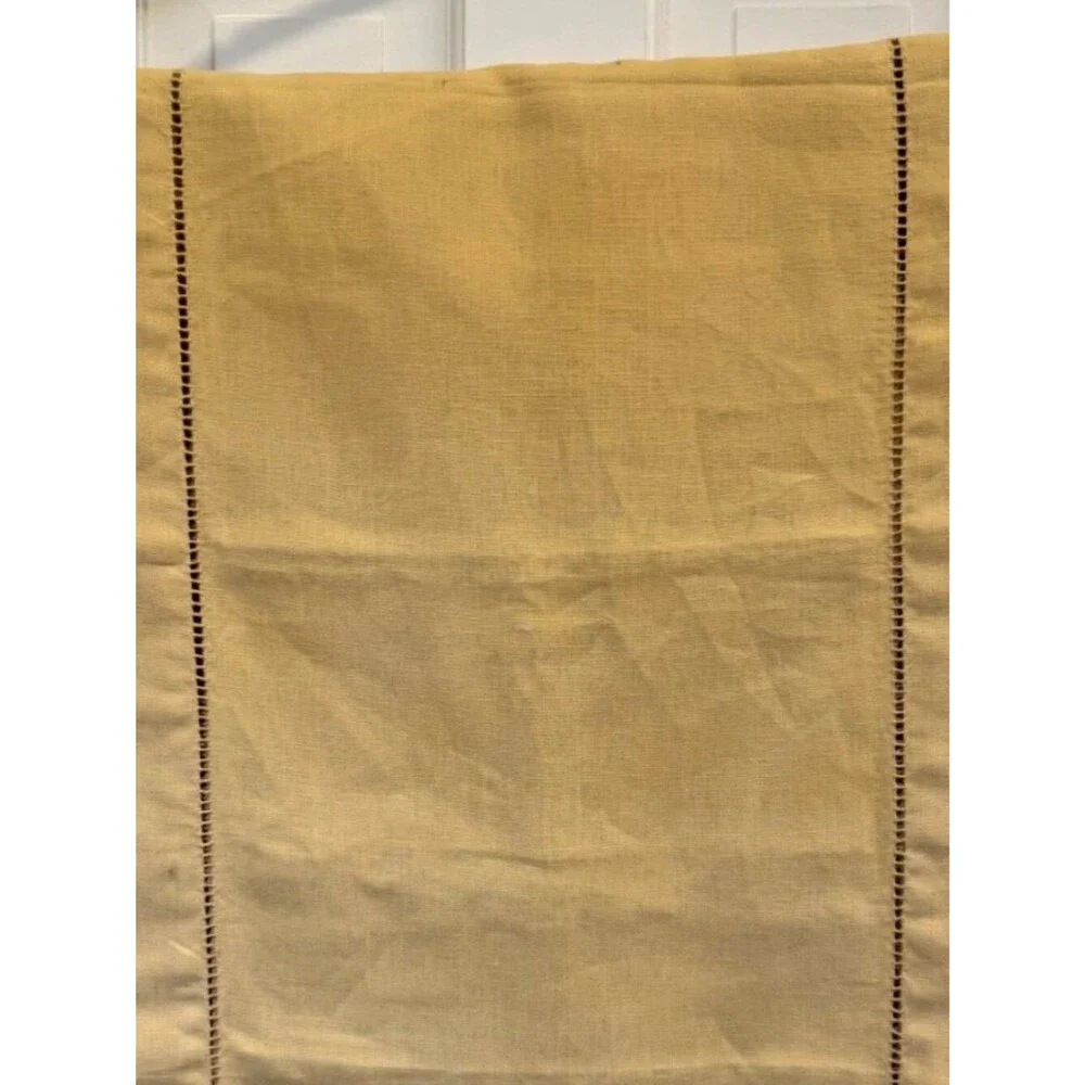 Vintage French Linen Hemstitch Table Runner 102 x 16